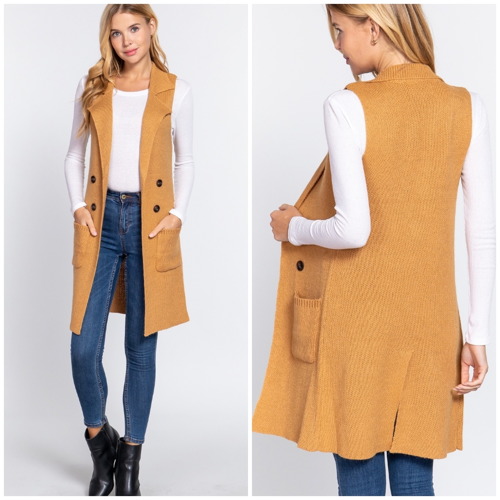 FEW LEFT❗️Cozy Chic Honey Longline Knitted Vest - Picture 2 of 10